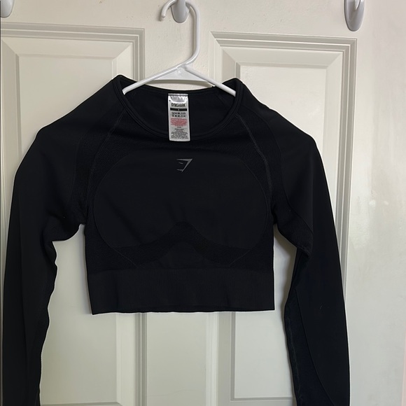 Gymshark Tops - Gym Shark Black Long Sleeve Crop Top